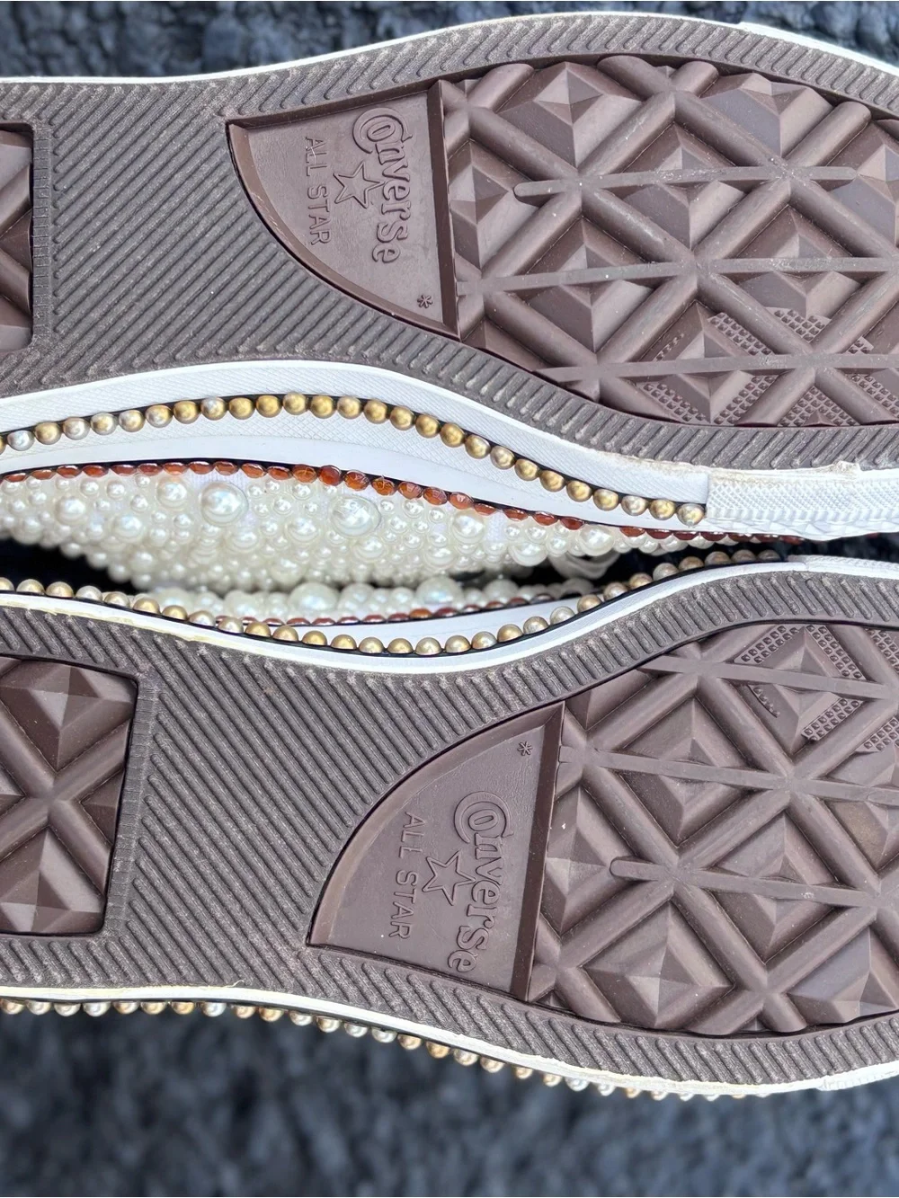 Converse Custom Pearl Rhinestone Glam Sneakers